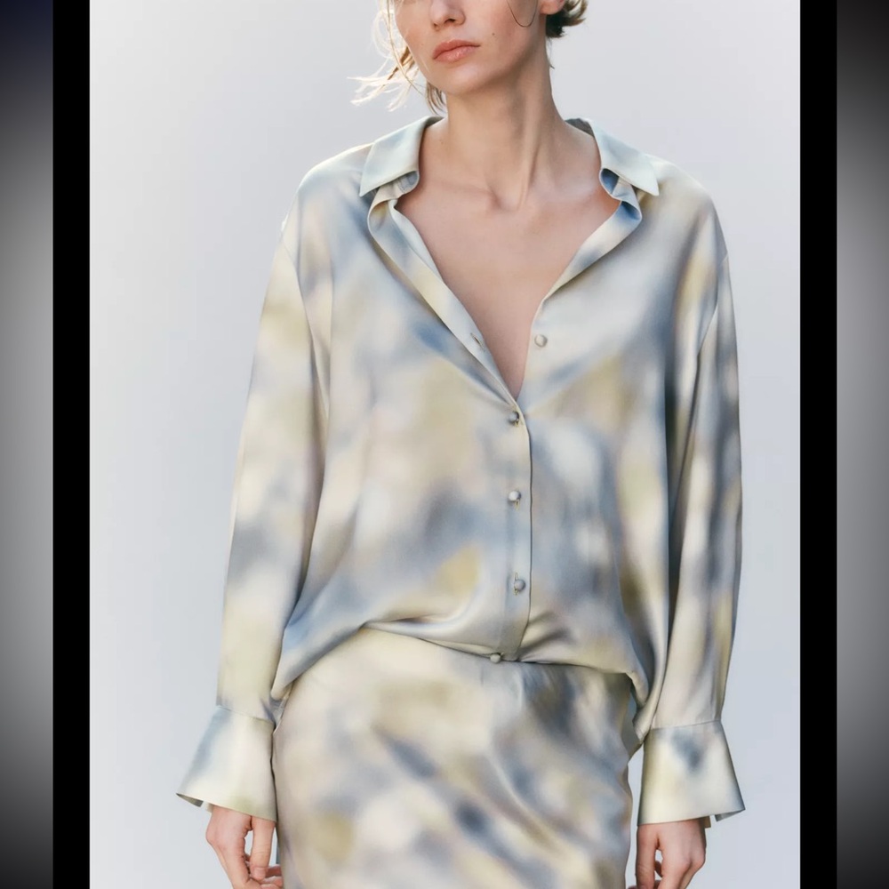 Zara oversized Satin effect tye dye shirt. S.